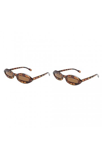SOIMISS Lunettes De Soleil Léopard 2 Pièces Marron Et Monture Nuances Amusantes Petit Roman Avec Lentilles Ovales UV À La Mod