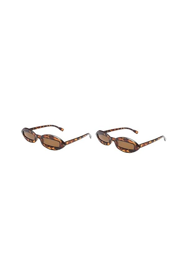SOIMISS Lunettes De Soleil Léopard 2 Pièces Marron Et Monture Nuances Amusantes Petit Roman Avec Lentilles Ovales UV À La Mod