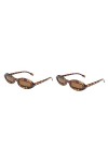 SOIMISS Lunettes De Soleil Léopard 2 Pièces Marron Et Monture Nuances Amusantes Petit Roman Avec Lentilles Ovales UV À La Mod