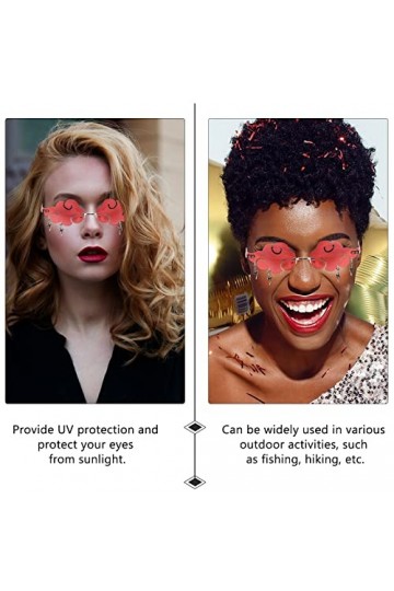 VALICLUD Lunettes de Soleil sans Bordure Créative 90 Verres Disco Clouds Lunettes de Soleil Tassel pour Femmes Hommes