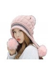 Woolly Hats Ensemble bonnet à pompon et gants pour femme Rose