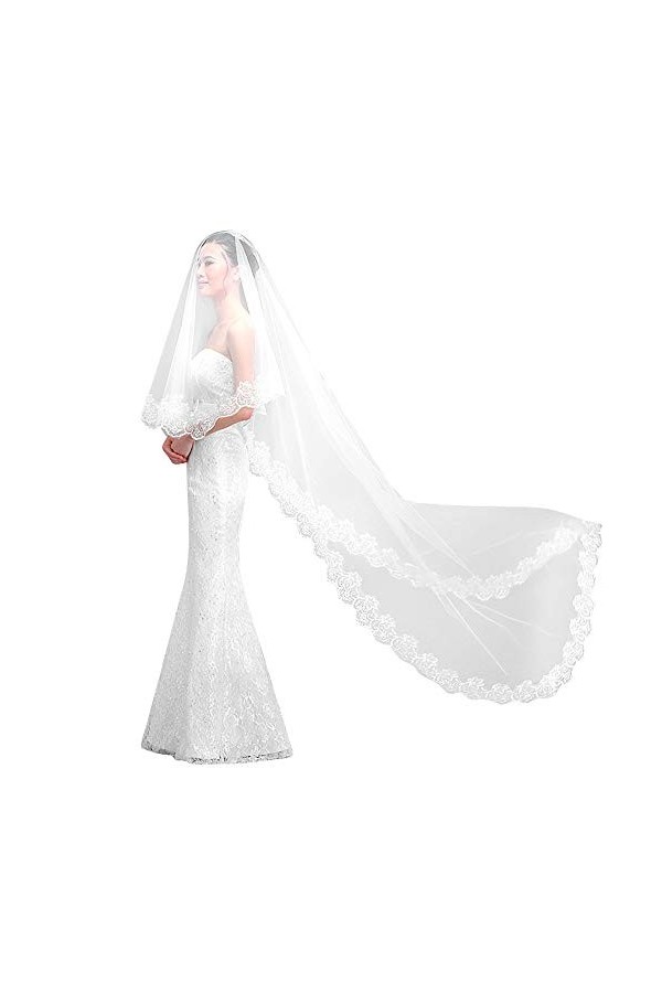 Voile de Mariée avec dentelle sur les bords Voile de Marriage Longue de 5 Mètres élégant Beau Blanc Nuptiale Accessoires de M