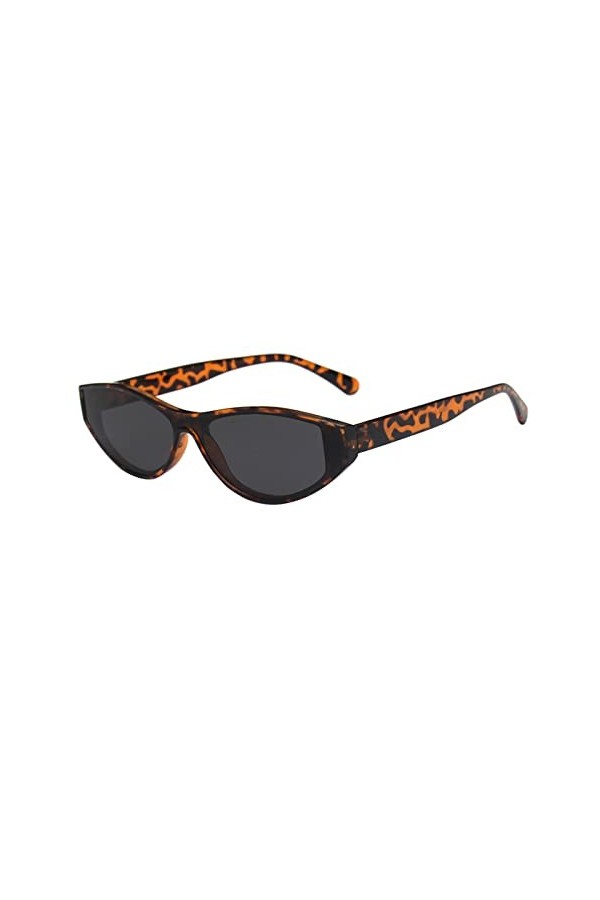 Lunettes De Soleil Une Pièce Femmes Lunettes De Soleil Oeil De Chat Vintage pour Nuances Punk Uniques UV400,Léopard-Noir