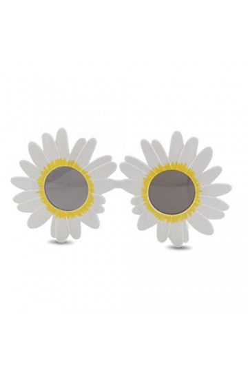 WQZYY&ASDCD des Lunettes De Soleil Femme Homme Personnalité De La Mode Blanc Marguerite Fleur Lunettes Femmes Drôle Fête Four