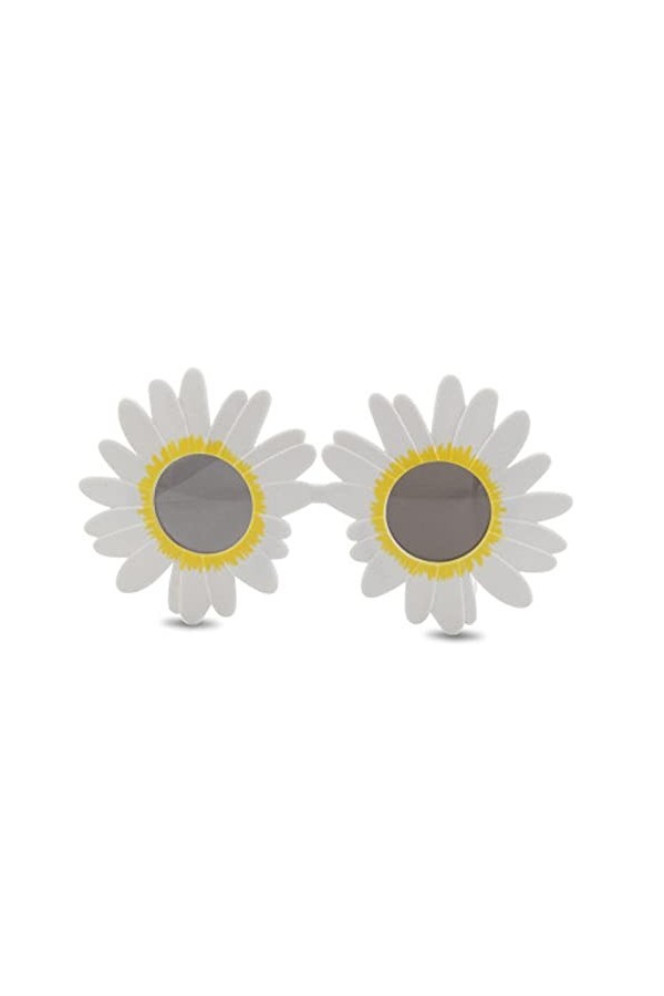 WQZYY&ASDCD des Lunettes De Soleil Femme Homme Personnalité De La Mode Blanc Marguerite Fleur Lunettes Femmes Drôle Fête Four