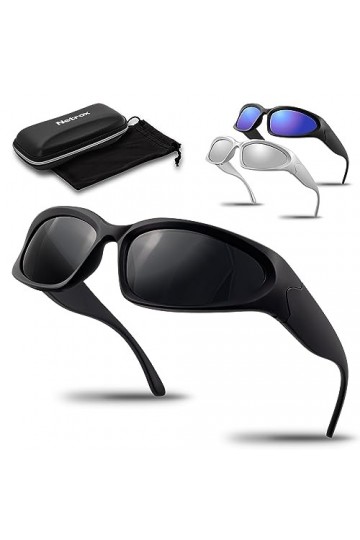 Netrox Lunettes de soleil - Lunettes de sport et verre miroir en trois couleurs - Lunettes de soleil rapides Rave Sport avec 