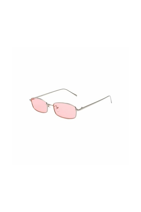 WDZAYXC Lunettes de soleil rectangulaires classiques rétro fines monture en métal verres vintage rectangle couleur bonbon lun