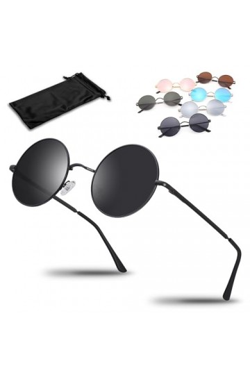 Netrox® Lunettes de soleil rondes de style rétro | Protection UV400 avec lentilles polarisées | Lunettes unisexes avec étui |