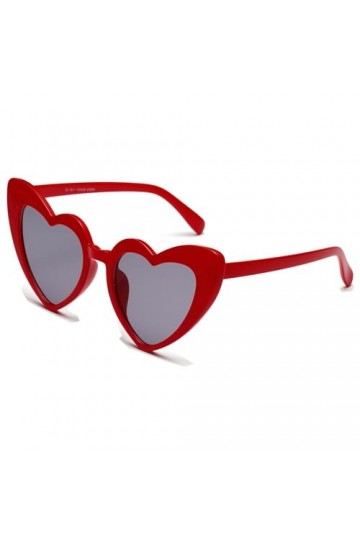 JCTAIFOO Lunettes de soleil en forme de cœur pour femme - Style rétro - Style hippie, rouge/gris