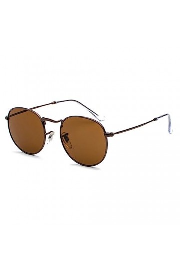 RUNHUIS Petites lunettes de soleil rondes polarisées pour homme et femme - Vintage classique - Monture en métal - Lunettes ré