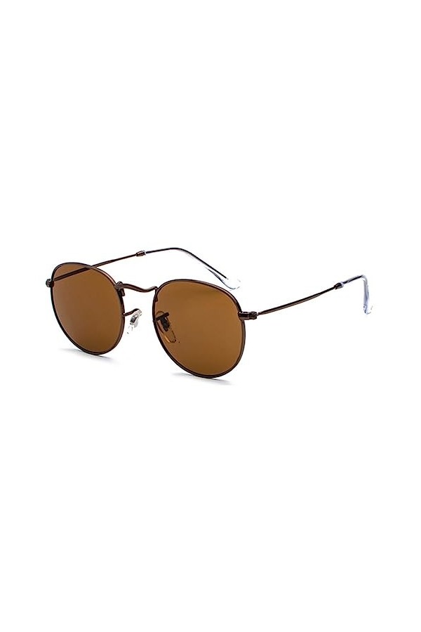 RUNHUIS Petites lunettes de soleil rondes polarisées pour homme et femme - Vintage classique - Monture en métal - Lunettes ré