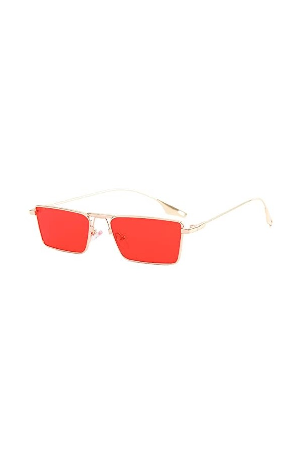 OGOBVCK Lunettes de soleil carrées pour femmes Protection contre les rayons ultraviolets des métalliques pour hommes et femme