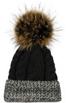 styleBREAKER Bobble Cap Unicolore en Tricot, Ceinture à Motifs Multicolores, Doublure Polaire, Bobble Cap en Fourrure dhiver