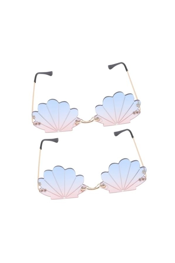 Didiseaon 2 Pièces Lunettes Sans Monture Soirée Lunettes De Soleil Coquille Lunettes De Soleil En Forme De Coquillage Lunette