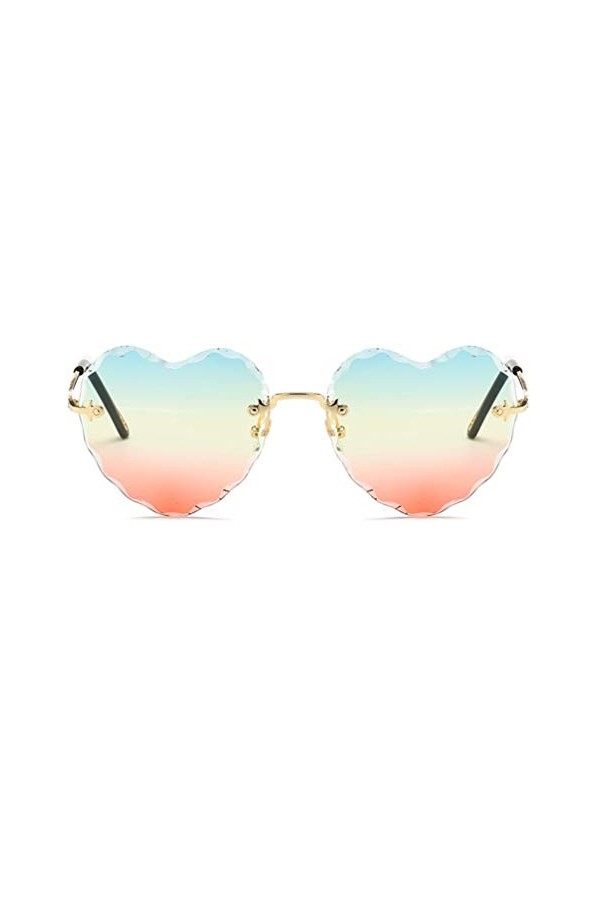 TENDYCOCO Lunettes De Soleil Femme Coeur Lunettes Coeur Transparentes Sans Monture Éblouissement Lunettes De Soleil De Quai P