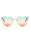 TENDYCOCO Lunettes De Soleil Femme Coeur Lunettes Coeur Transparentes Sans Monture Éblouissement Lunettes De Soleil De Quai P
