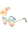 TENDYCOCO Lunettes De Soleil Femme Coeur Lunettes Coeur Transparentes Sans Monture Éblouissement Lunettes De Soleil De Quai P