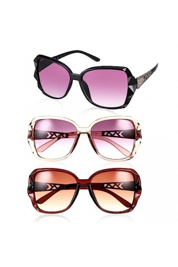 Lot de 3 grandes lunettes de soleil pour femme, lunettes de soleil vintage tendance pour femme, protection UV400, lunettes de
