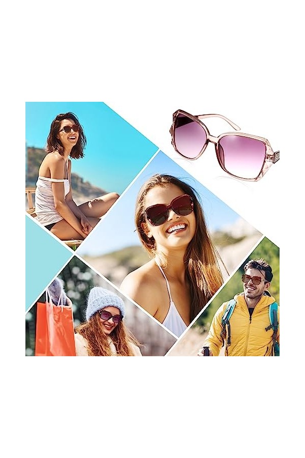 Lot de 3 grandes lunettes de soleil pour femme, lunettes de soleil vintage tendance pour femme, protection UV400, lunettes de