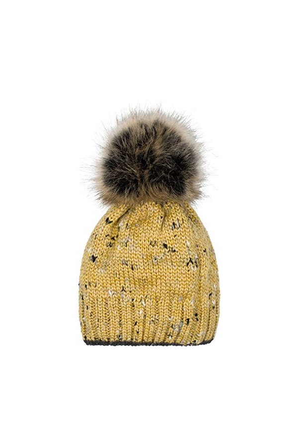 styleBREAKER Bobble Hat en Tricot pour Femmes avec Fil à Paillettes et Doublure Polaire, Bobble Hat dhiver 04024178, Couleur