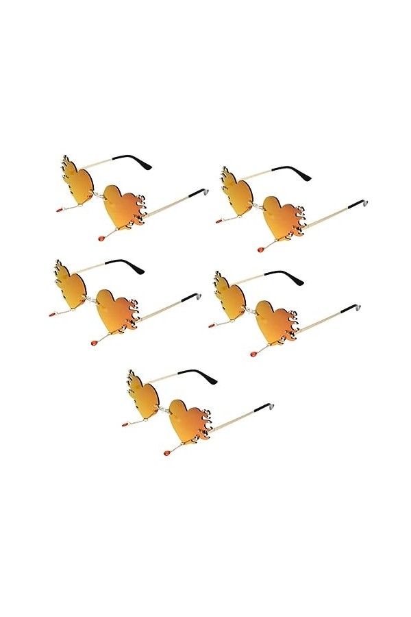 GALPADA 2 Pièces Lunettes De Soleil Coeur Lunettes De Mode Pour Femmes Lunettes De Soleil Stupides Forme De Flamme De Coeur L