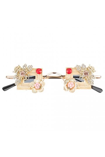 ABOOFAN Lunettes De Soleil Fleur Lunettes De Soleil De Quai Pour Femmes Lunettes De Mode Pour Femmes Verres Métalliques Créma