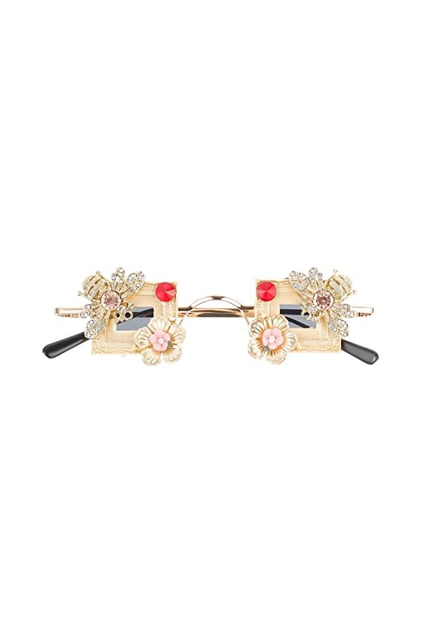 ABOOFAN Lunettes De Soleil Fleur Lunettes De Soleil De Quai Pour Femmes Lunettes De Mode Pour Femmes Verres Métalliques Créma