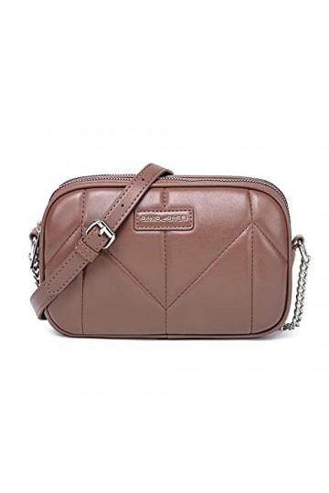 David Jones - Petit Sac Bandoulière Femme Multipoche Zip - Besace Sacoche Téléphone Simili Cuir PU Porté Epaule 2 Compartimen