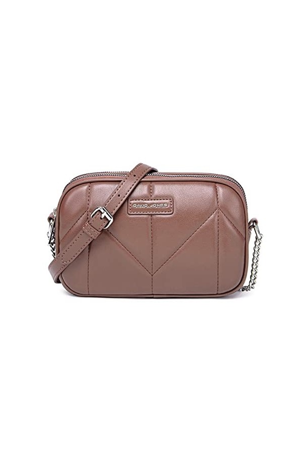 David Jones - Petit Sac Bandoulière Femme Multipoche Zip - Besace Sacoche Téléphone Simili Cuir PU Porté Epaule 2 Compartimen