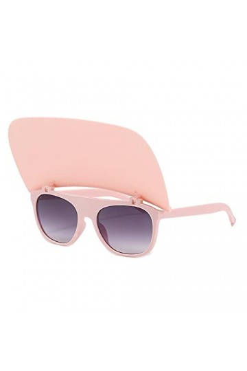 XUANTAO Lunettes de soleil personnalisées avec chapeau et lunettes de soleil pour femme - Cadre rose double bouchon poudré ro