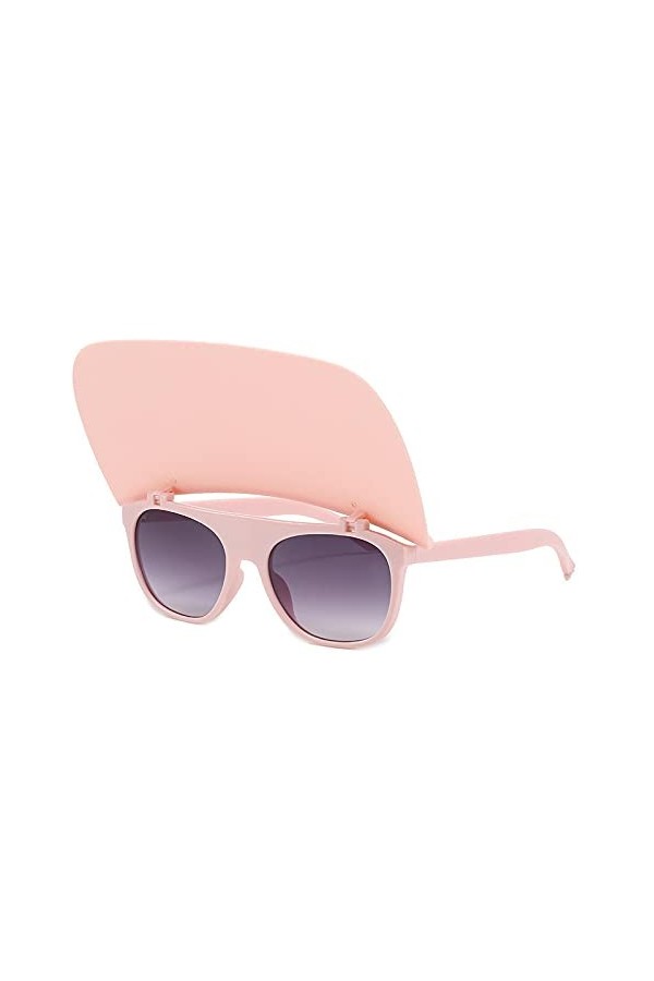 XUANTAO Lunettes de soleil personnalisées avec chapeau et lunettes de soleil pour femme - Cadre rose double bouchon poudré ro