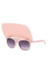 XUANTAO Lunettes de soleil personnalisées avec chapeau et lunettes de soleil pour femme - Cadre rose double bouchon poudré ro