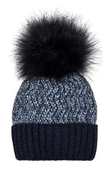 styleBREAKER Bonnet pour Femmes en Maille avec Pompon, avec Doublure en Polaire, Bonnet dhiver avec Pompon en Fourrure, Faus