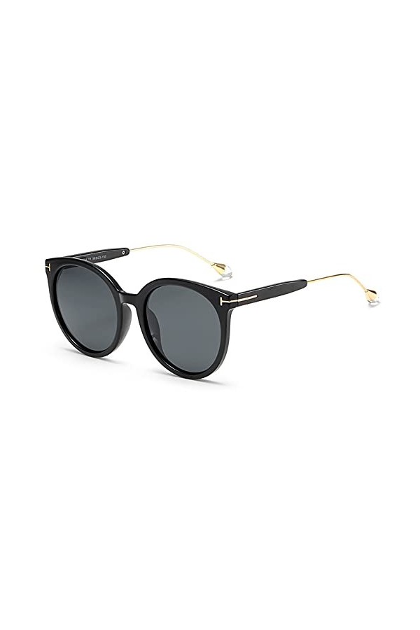 HQX Lunettes de soleil à grande monture pour femmes, conduite de voyage, lunettes de soleil polarisées UV400, matériau de la 