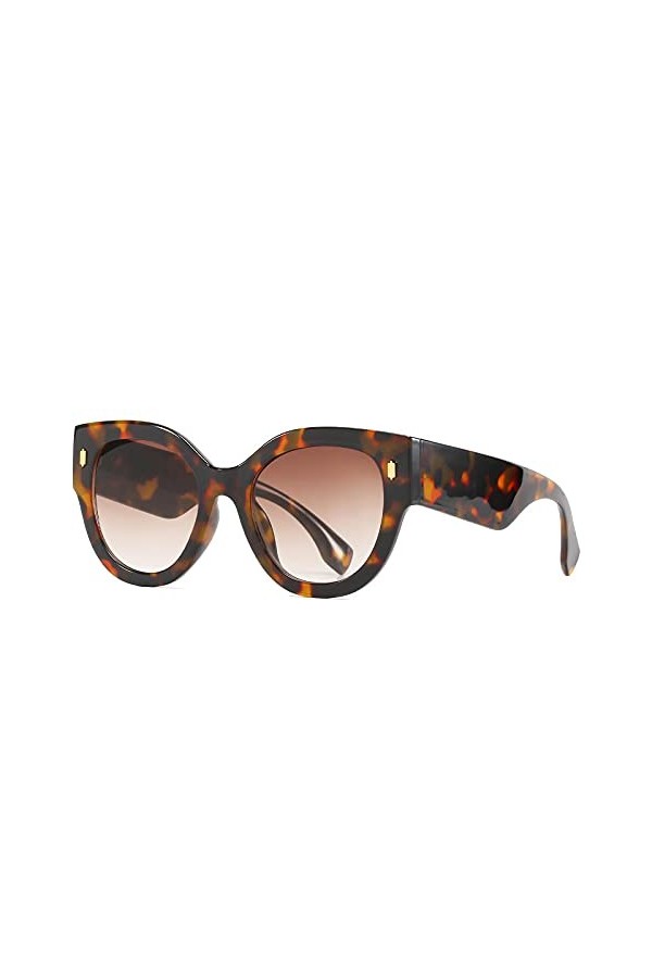 Lunettes de soleil classiques tendance pour femme - Lunettes de soleil œil de chat - - C4 Thé encadré écaille de tortue,