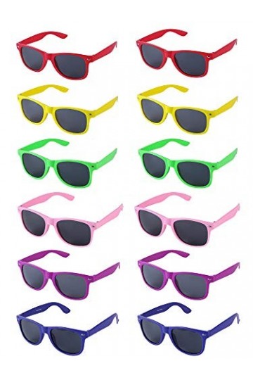 LFYXCW Lot de 12 Lunettes de Soleil Couleur Plastique pour Adulte Pack de Fete 6Couleur 
