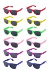 LFYXCW Lot de 12 Lunettes de Soleil Couleur Plastique pour Adulte Pack de Fete 6Couleur 