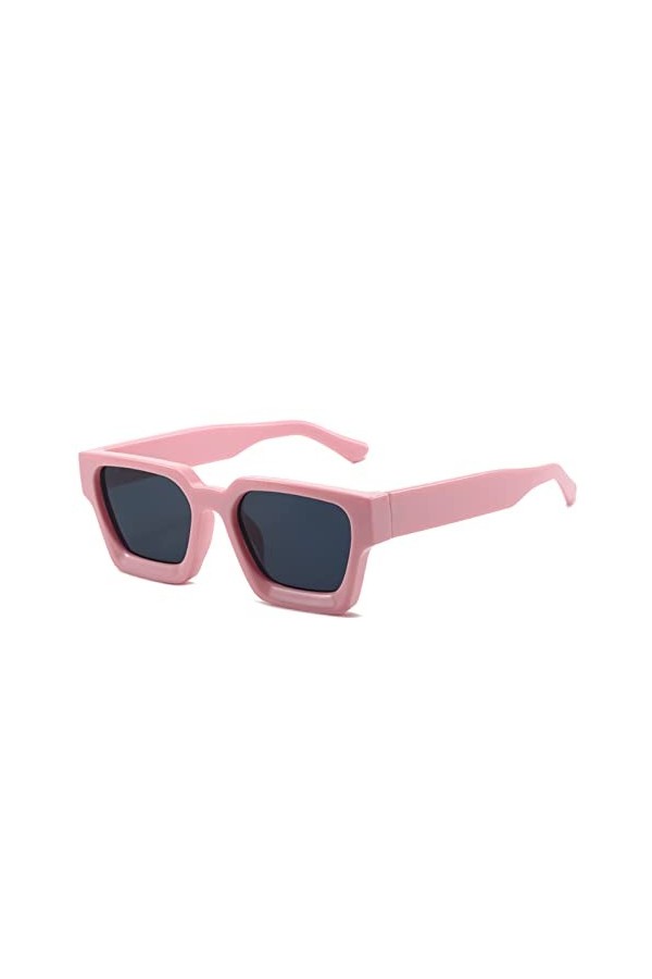 YAMEIZE Rectangulaires Rétro Lunettes de Soleil-pour Femmes avec Protection UV400 Carrée à la Mode Rose