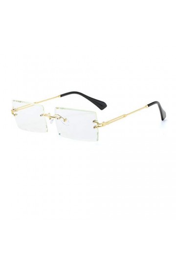 YOJUED Lunettes de Soleil sans Monture Vintage pour Femmes Hommes Lunettes Rectangulaires Rétro à la Mode Transparent