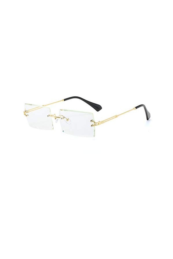 YOJUED Lunettes de Soleil sans Monture Vintage pour Femmes Hommes Lunettes Rectangulaires Rétro à la Mode Transparent