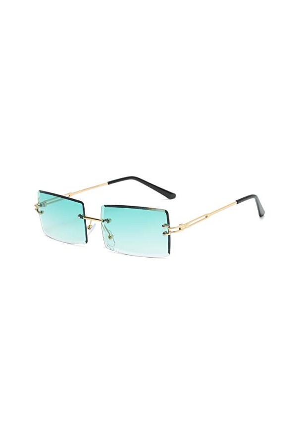 YOJUED Lunettes de Soleil sans Monture Vintage pour Femmes Hommes Lunettes Rectangulaires Rétro à la Mode Transparent