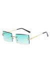 YOJUED Lunettes de Soleil sans Monture Vintage pour Femmes Hommes Lunettes Rectangulaires Rétro à la Mode Transparent