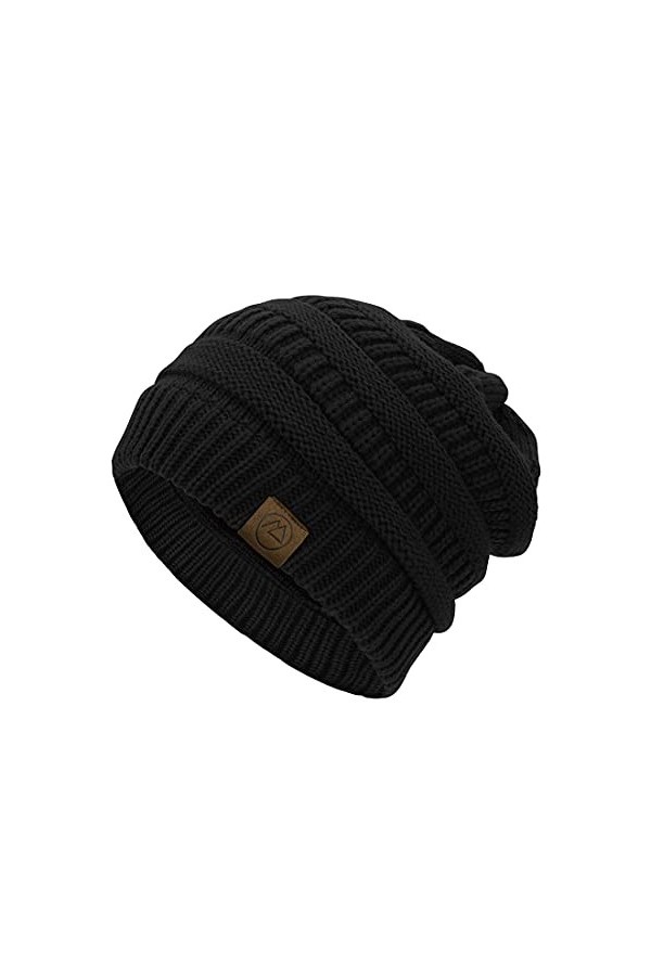 Durio Bonnet tricoté pour femme - Bonnet dhiver - Bonnet en grosse maille - Doux, 3 pièces 1, taille unique