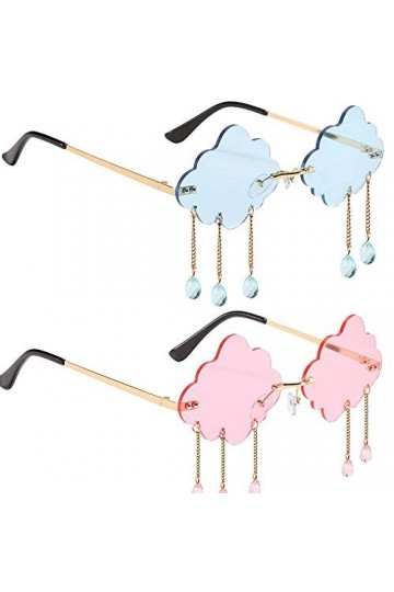 2 Pièces Mode Vintage Lunettes, Lunettes de Soleil Sans Cadre, Sans Cadre Mode Métal Lunettes de Soleil Rain Cloud pour La Pl