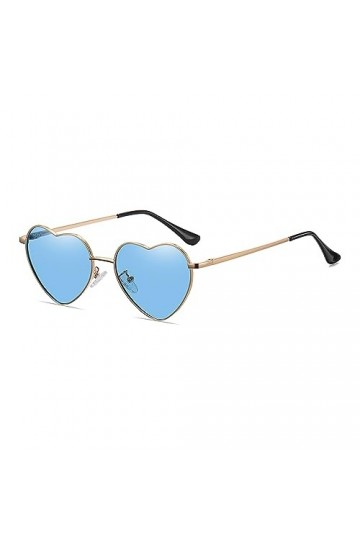 JCTAIFOO Lunettes de soleil polarisées en forme de cœur pour femme - Style vintage - Forme damour - Cadre en métal doré - Po
