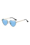 JCTAIFOO Lunettes de soleil polarisées en forme de cœur pour femme - Style vintage - Forme damour - Cadre en métal doré - Po