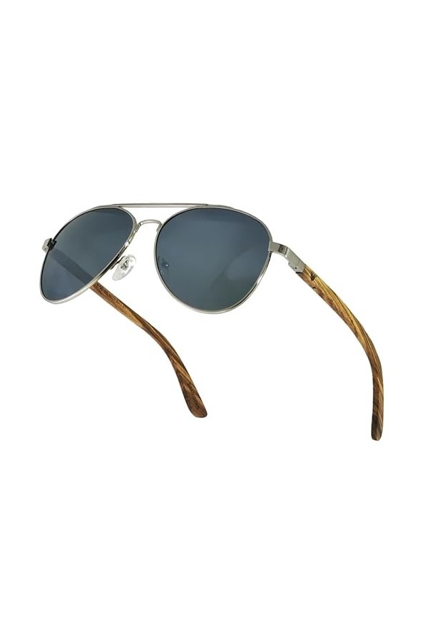WOO LANDO Lunettes de soleil en bois pour homme et femme - Lunettes de soleil polarisées avec branches en bois - Protection U