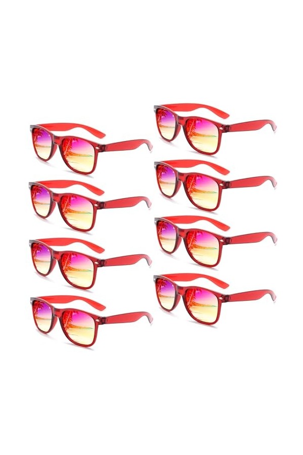 Lot Lunettes De Soleil Couleurs Pour Femme Homme Fête Des Années 80 Avec Lunette Fluo Adulte Fantaisie，8 Pièces Multicolore