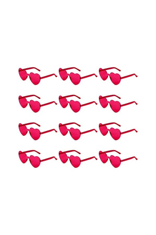 KINBOM 12 Pièces Lunettes de Soleil Sans Monture en Forme Cour, Cour dAmour Lunettes de Soleil Teintées Transparentes Lunett