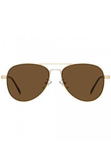 H HELMUT JUST Lunettes de Soleil Aviateur Femme Homme Pilote en Métal Brun